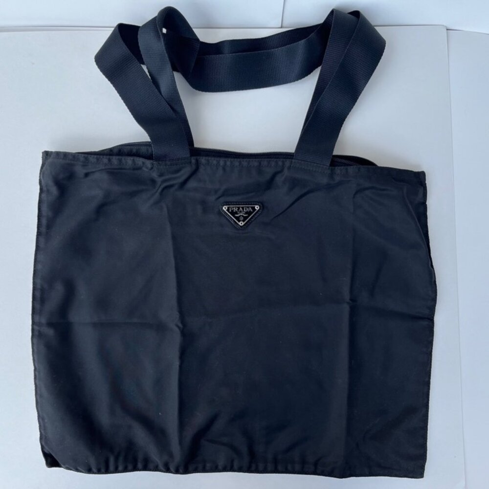 black prada nylon tote bag